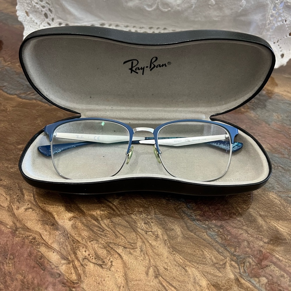 Ray-Ban Blue and Silver prescribed frame Eyeglasses with Case